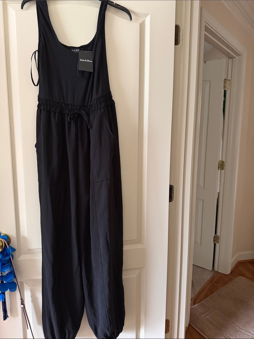 Black Sleeveless Jumpsuit with Drawstring Waist